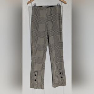 Zara Women's (Small) Black & Tan Checkered/Houndstooth Elastic Waist Dress Pants